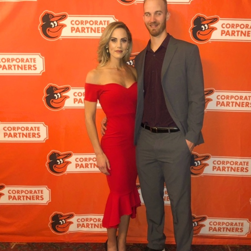 Off-the-Shoulder red cocktail dress